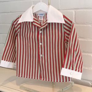 Classic Vintage Christmas Toddler Striped Dress Shirt